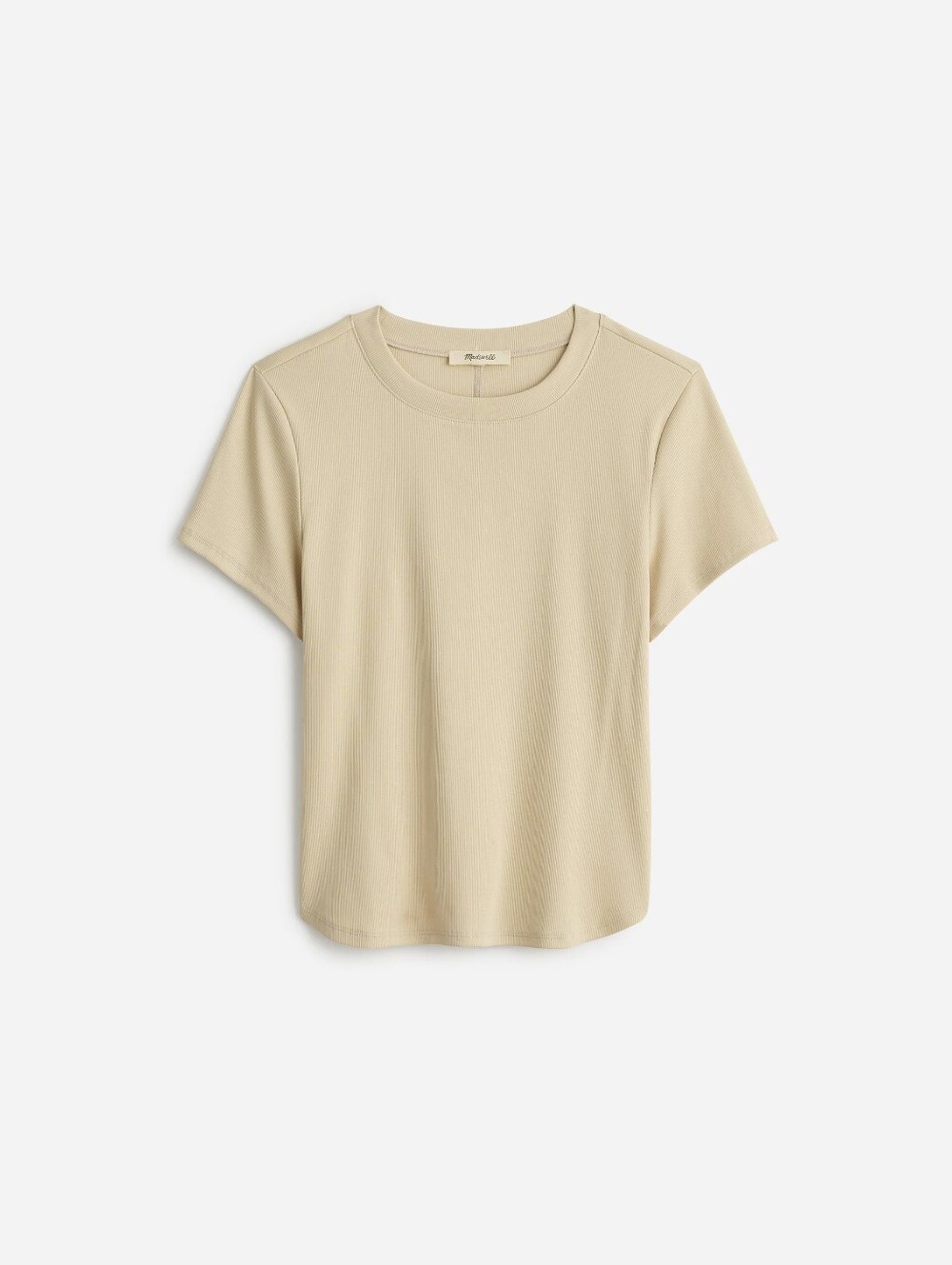 Madewell (Re)generative Cotton Ribbed Crewneck Tee Womens Medium Beige Cream